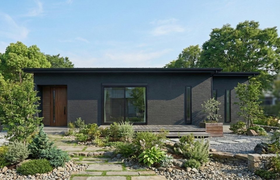 秩父郡横瀬町｜漆喰壁と自然素材が彩る、開放感と収納力を備えたスタイリッシュで暮らしやすい平屋