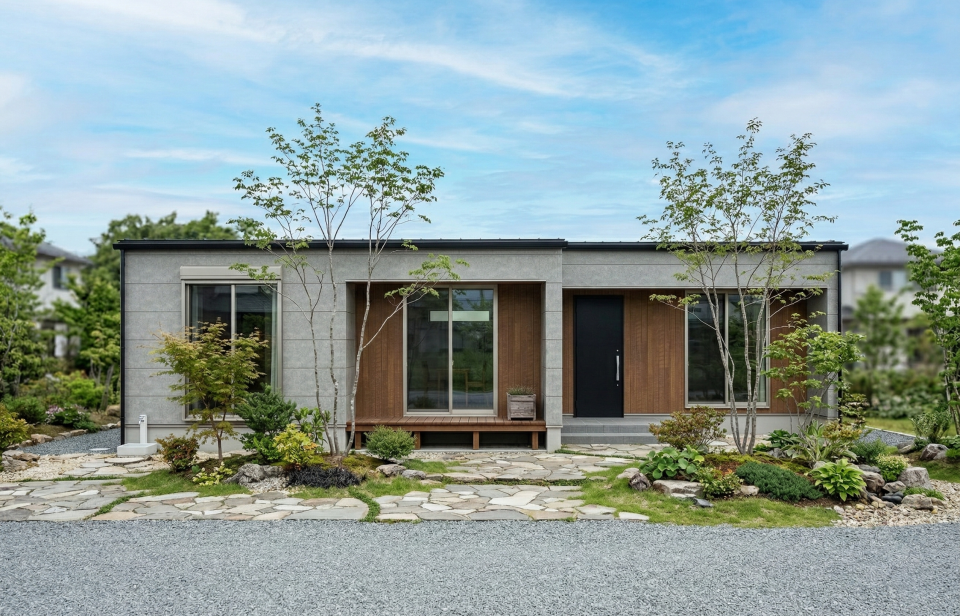 大里郡寄居町桜沢｜【2026.04.18 GRAND OPEN】スタイリッシュなファサードと自然素材のインテリアで飽きのこない平屋